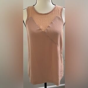 Tibi Peach Silk Sleeveless Top Lace Yoke Blouse Size 2